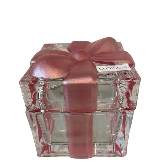 Godinger Crystal Gift Box with Pink Bow Christmas Present Trinket Box - Picture 1 of 16